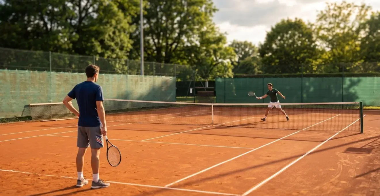 Joueur analysant les mouvements et le style de jeu de son adversaire pendant l'échauffement