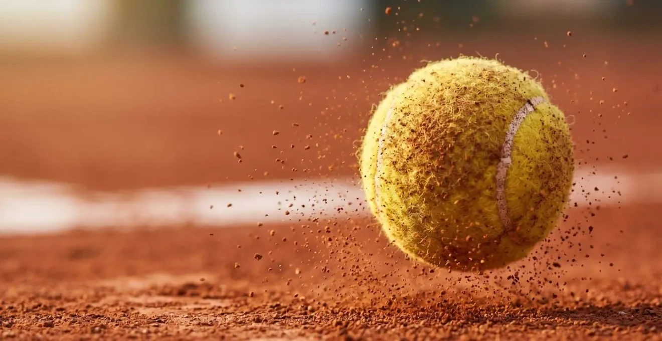 Trajectoire d'une balle de tennis illustrant la profondeur et le rebond vers la ligne de fond de court