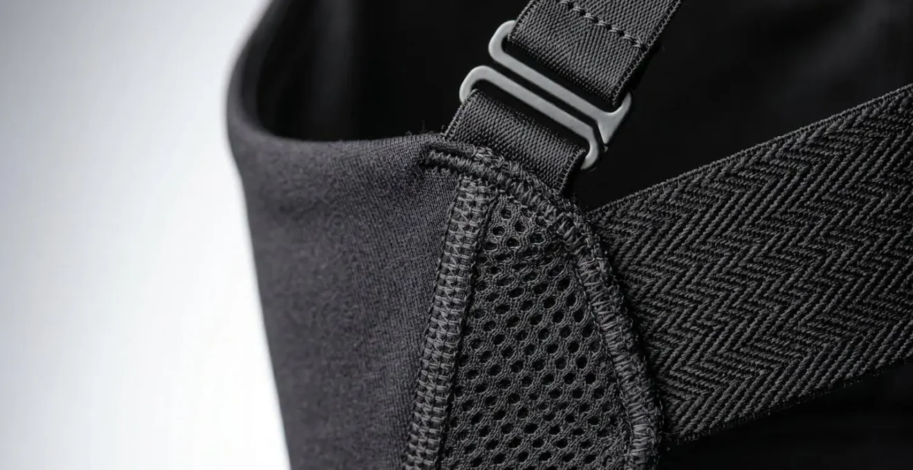 Détails techniques d'une brassière de sport haute performance pour le tennis