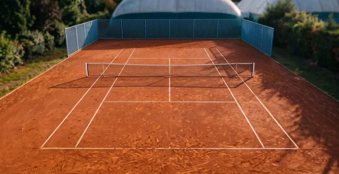 Vue comparative de l'espace de recul sur différents types de courts de tennis