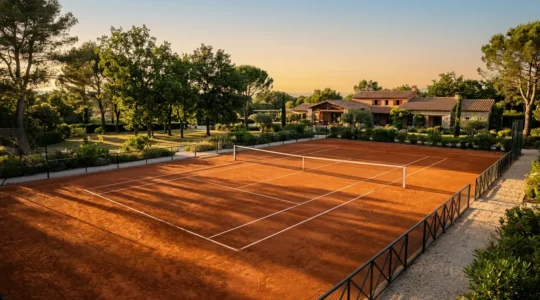 Un court de tennis dans différentes conditions environnementales illustrant l'impact sur le jeu