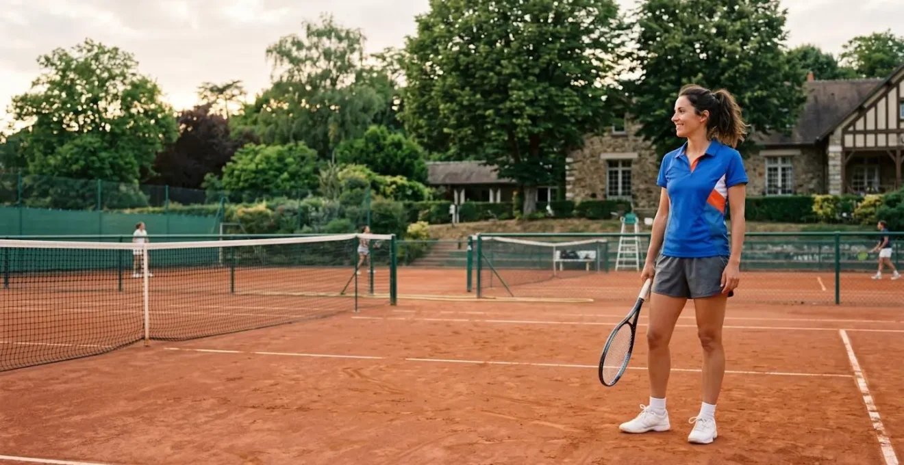 Joueur de tennis amateur avec un style équilibré inspiré des professionnels